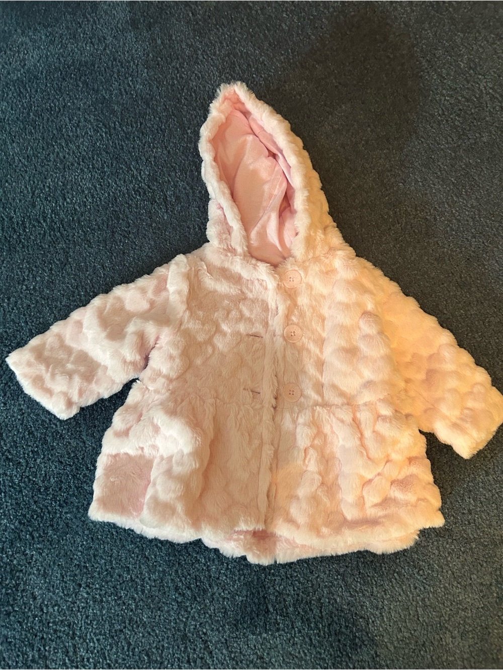 First Impressions Plush Light Pink Hooded Puffer Coat